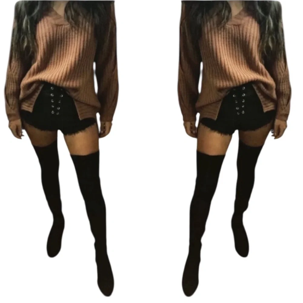 Dolce Vita microsuede black Over the knee thigh high minimalist luxe boots 8